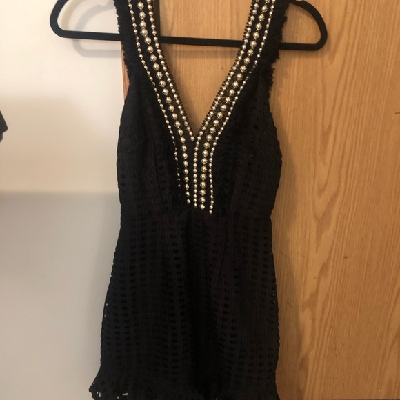 Black mini dress with fringe and beading. Only worn twice. Great condition - Picture 2 of 4